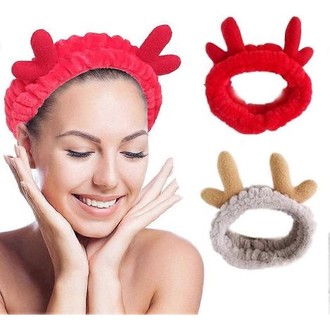Stirnbänder aus Hirschohren für Wellness-Anwendungen, dehnbare Stirnbänder aus Hirschgeweih für Make-up, Gesichtsbänder, Duschstirnbänder und Sportstirnbänder