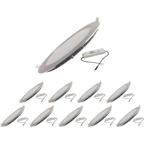 Pack de 10 - Spot LED Extra Plat Downlight Rond 12W ALU - Blanc Chaud - SILUMEN (1/5)