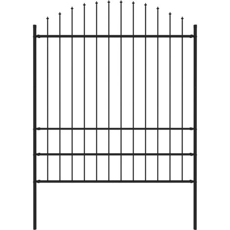 Clôture de jardin à dessus en lance Acier (1,75-2)x1,7 m Noir (1/3)