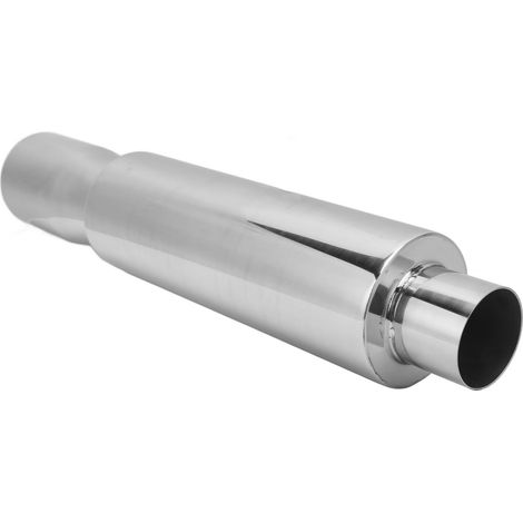 Tuyau d'échappement en acier inoxydable, entrée 2 pouces, sortie 3,5 pouces, silencieux rond à chambre unique, universel pour voiture (1/5)