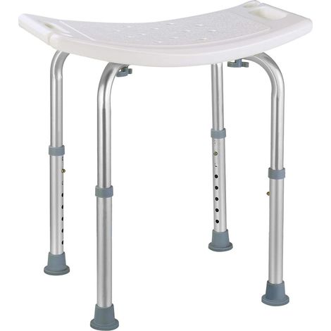 Badehocker, Duschhocker, Duschstuhl, 8 Höhenstufen von 38 bis 55 cm, Anti-Rutsch-Füße, Aluminiumfüße (1/5)