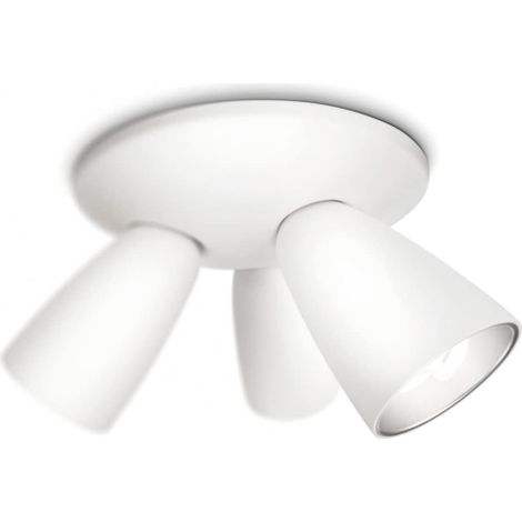 Plafoniera 3 spot metallo conico bianco - 3xE14 12W incl.
