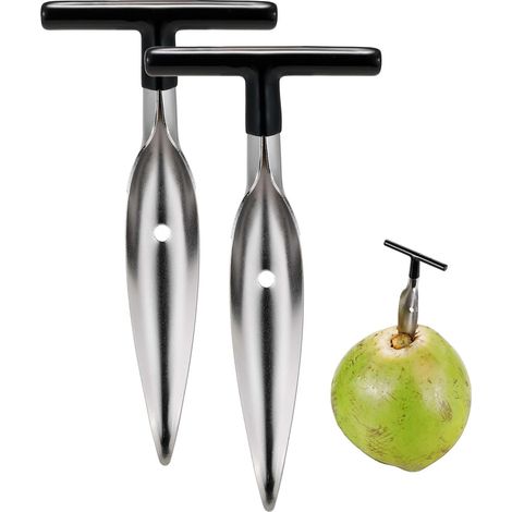 Lot de 2 outils pour ouvrir les noix de coco (acier inoxydable de qualité alimentaire) : ouvre-noix de coco et perforateur sécurisé pour jeunes noix de coco vertes thaïlandaises (1/5)