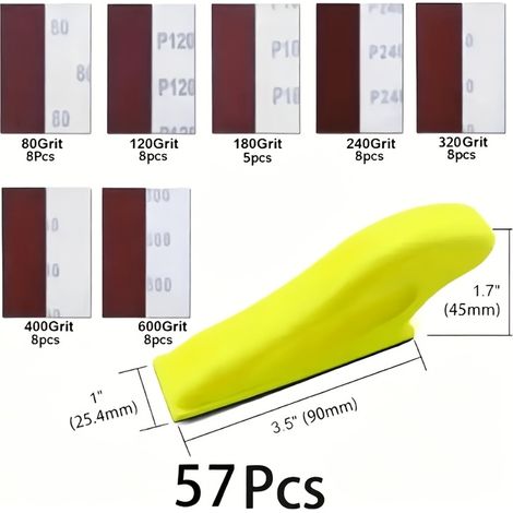 Ponceuse de précision miniature, outil de ponçage manuel de 36/141/211 pièces, blocs de ponçage miniatures pour bout des doigts de 8,89 cm x 2,54 cm, outils de ponçage compacts pour espaces réduits, g (1/5)