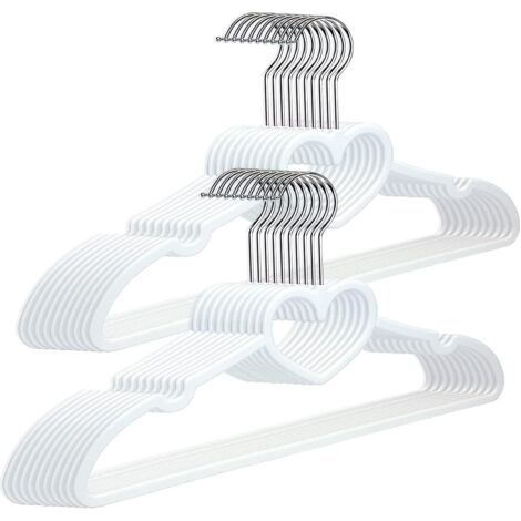 20 pièces, 39 x 21 x 0,5 cm, blanc, avec crochet pivotant à 360 degrés, cintres en plastique durables pour vêtements, chemises, vestes