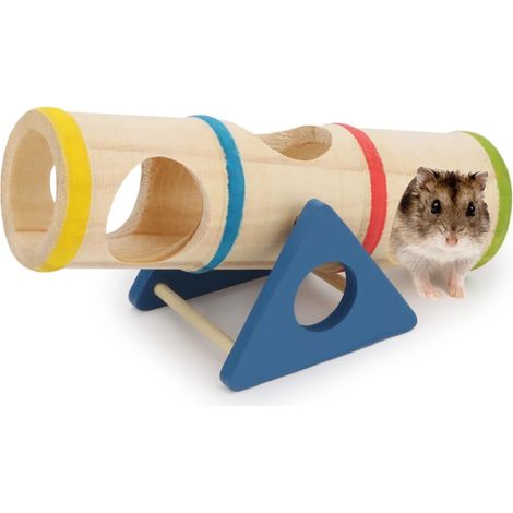 Hamster-Wippentunnel aus Holz, lustiges Spielhaus für Zwerghamster und Kleintiere (Wippentunnel)