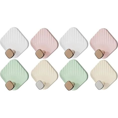 8-teiliges Set selbstklebender Kunststoff-Wandhaken, geeignet für Mäntel, Handtücher, Bademäntel und Bilder (kein Bohren erforderlich) (1/4)