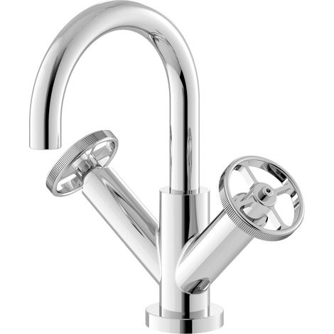 Hudson Reed Revolution Industrial Chrome Mono Basin Mixer Tap with Waste - TIW315 (1/4)
