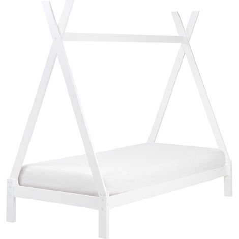 Kids Bed Teepee Pine Wood DEVAY 90 x 200 cm (EU Single) White (1/5)