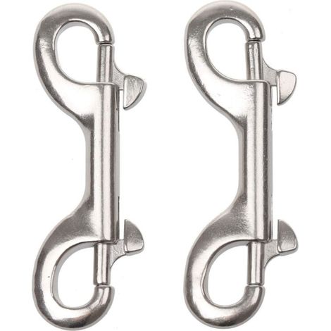 Laisse pour chien à double mousqueton avec boucle à ressort, mousqueton double en alliage de zinc et mousqueton de plongée argenté. (1/5)