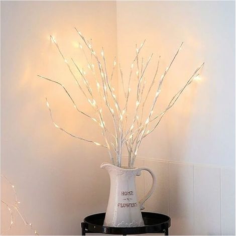 Lot de 3 branches d'arbre lumineuses décoratives à LED de 75 cm à piles (Blanc), (1/5)