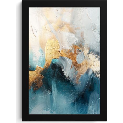 Framed Poster Abstract - Art - Gold - Blue 20x30 cm (1/5)