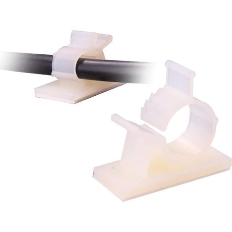 Clips de câble adhésifs réglables, clips de câbles, organisateur de câbles de voiture, gestion des câbles, serre-câble pour voiture, bureau (taille L, blanc) (1/4)