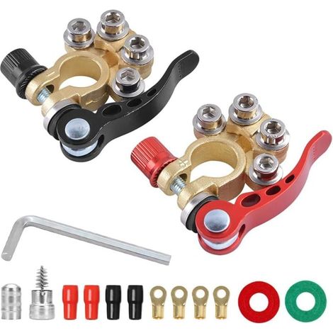 Convient pour le raccordement de batteries de voiture, 2 pinces à déconnexion rapide à 4 broches pour batteries de voiture, convient aux voitures, fourgonnettes, camions, etc. (1/4)