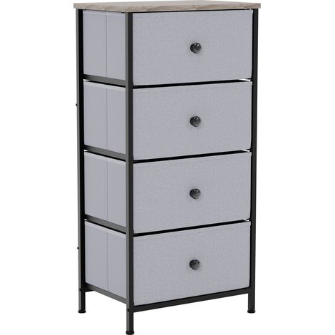 Chorley 4 Drawer Fabric Chest of Drawers Metal Frame Bedroom Living Room Storage, Beige-&-Grey (1/5)