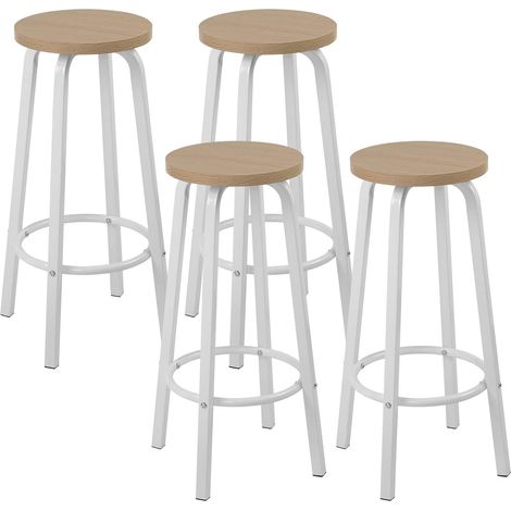 WOLTU 4X Taburete de Bar Muebles Cocina Silla de Comedor Taburete Alto para Salon Cocina Estructura de Metal Asiento de MDF Roble Claro (1/5)