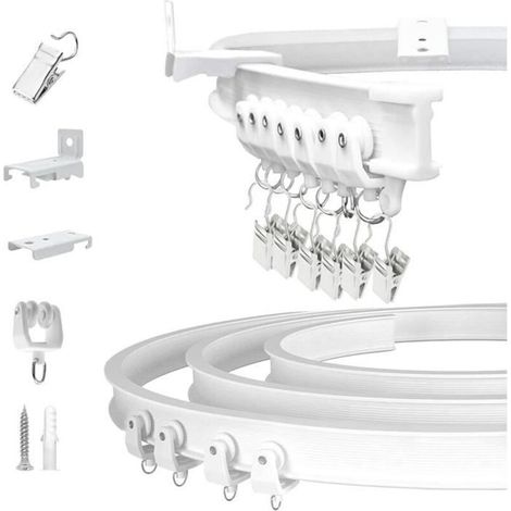 (White) 3-Meter Curtain Rod - Flexible - Sturdy - White (1/4)