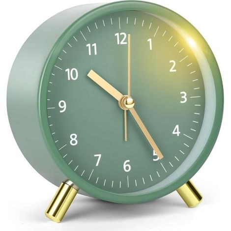 Réveil Analogique Silencieux, Classique avec Veilleuse, Silencieux sans Tic-Tac, Snooze Réveil Chevet Simple Décorative pour Chambre (1/4)
