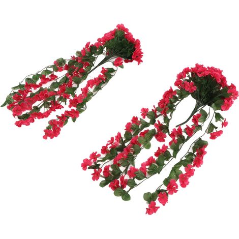Künstliche lila Hängeblumen, künstliche Plastikpflanzen für Garten, Terrasse, Veranda, Balkon oder Außendekoration, Rosa (1/5)