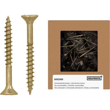 Vis universelles tête fraisée - 4x35 mm - passivées jaune - 250 vis à bois avec entraînement PZ et filetage partiel - Boulons pour panneaux de particules pour l'intérieur (1/5)