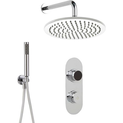 Hudson Reed - Kit de Douche Thermostatique Digital 2 Fonctions avec Pommeau Mural Rond