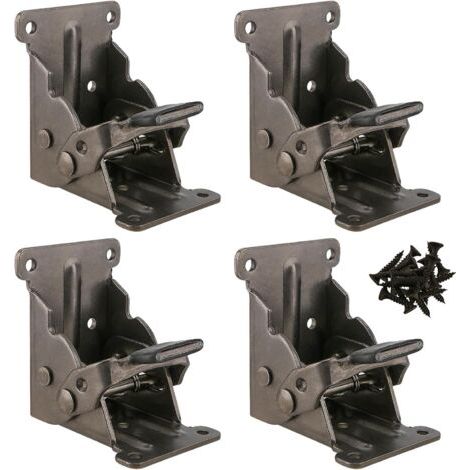 Lot de 4 pieds de charnières pliantes, table à charnières pliantes 0 à 90 ° - Auto-verrouillage - Pieds de table avec vis -Pour pieds de table, pieds, établi (1/5)