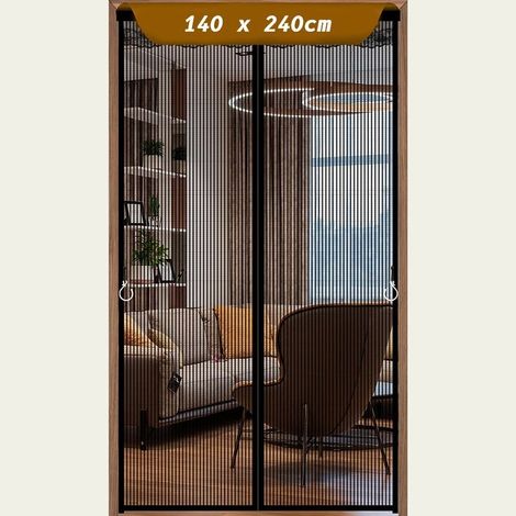 Magnetic mosquito net for doors 140x240cm – 32 magnets for quick closure – Fine mesh fabric – Machine washable at 30°C – Black (1/5)