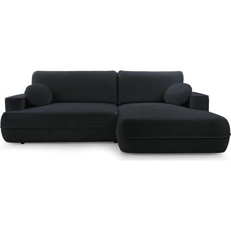 Selsey Fuerro – Ecksofa mit Schlaffunktion, Bettkasten, Ottomane rechts, Strukturstoff wasserabweisend, Schwarz (1/5)