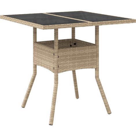 Maison Exclusive - Tavolo da Giardino con Piano Vetro Beige 80x80x75 cm Polyrattan (1/5)