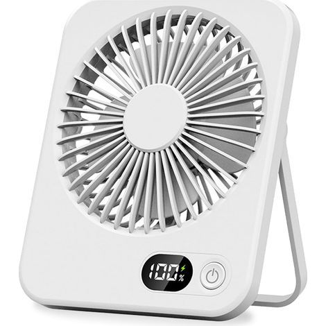 Mini ventilateur de table silencieux, inclinable à 180°, rechargeable par USB, ultra-fin, pour usage domestique (blanc) (1/5)