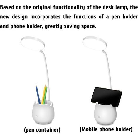 Wiederaufladbare LED-Schreibtischlampe, Augenschutz, einstellbare Helligkeit und Farbe (1/4)