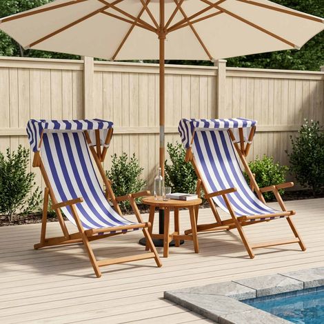 vidaXL Silla de terraza 2 pcs 3 Posición Madera de Eucalipto Maciza (1/5)