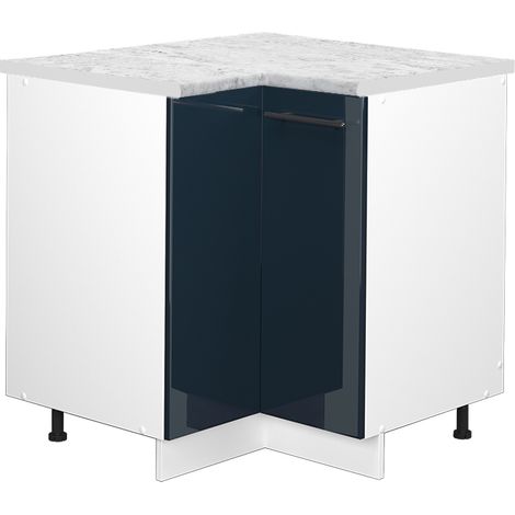 Mobile ad angolo cucina Fame-Line, Blu scuro lucido, 80.5 cm , PL Marmo, Vicco