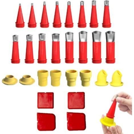 28 Pièces Calfeutrage Buse Applicateur Réutilisable, Universel Kit D'outils De Buse, Trousse à outils de buse en caoutchouc intégrée (1/5)