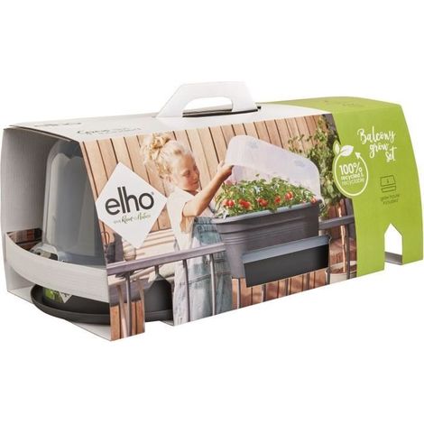 ELHO Balkonkasten GB Set De Cult - L 55 x B 28,5 x H 25 cm - Living Noir - 100 % recycelbar (1/5)
