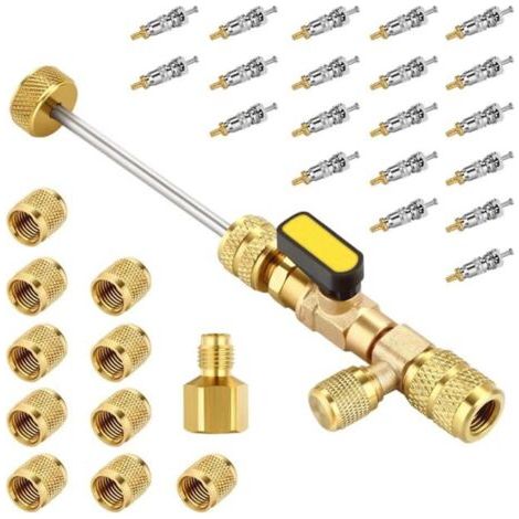 Outil de démontage de noyau de valve, raccord système 1/4, outil de réparation de conduites de climatisation pour techniciens CVC (1/5)