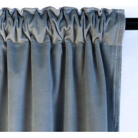 RIDEAU VELOURS SUR RUBAN 140x270 GRIS CLAIR OCCULTANT (1/2)