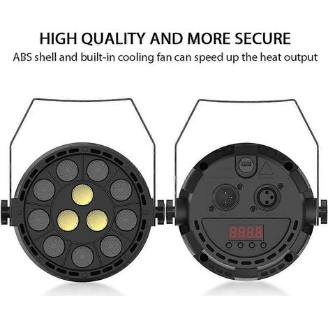Projecteur PAR LED, projecteur de scène EBTOOLS 12 LED avec couleurs RGBW, DMX, mode stroboscopique et activation sonore