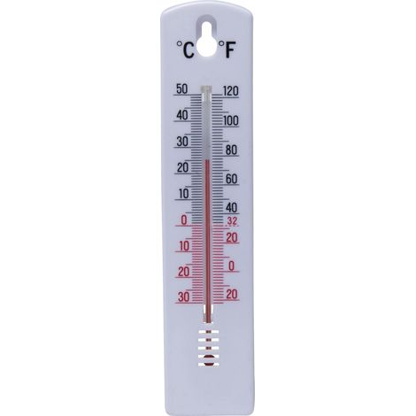 GSC – Thermomètre de jardin analogique – Lecture en degrés Celsius et Fahrenheit – Matériau plastique blanc – Pour usage intérieur et extérieur