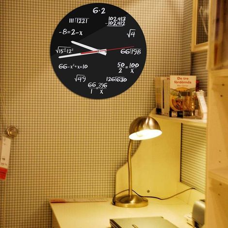 Horloge Mathématique - Horloge Murale Acrylique Mathématique Design Moderne Home Office Décoration Accessoires Noir (1/4)