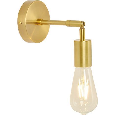 Set aus 2 Vintage-Industrie-Badezimmerwandleuchten aus gebürstetem Messing an Wandleuchtenstangen (goldfarben) (1/5)