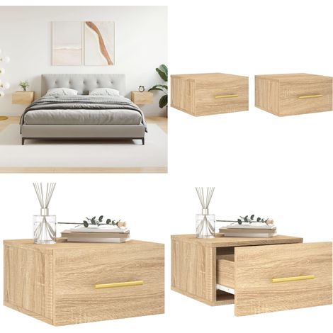 Wand-Nachttische 2 Stk. Sonoma-Eiche 35x35x20 cm - Wandregal - Wohnzimmerdeko - Schlafzimmermöbel - Holzregale - Kommode - Home & Living (1/5)