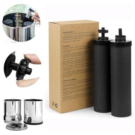 Lot de 2 filtres à eau pour systèmes Berkey – Charbon actif et membrane UF – Réduction 99,99% contaminants – Capacité 22 700 litres – Catherine (1/4)