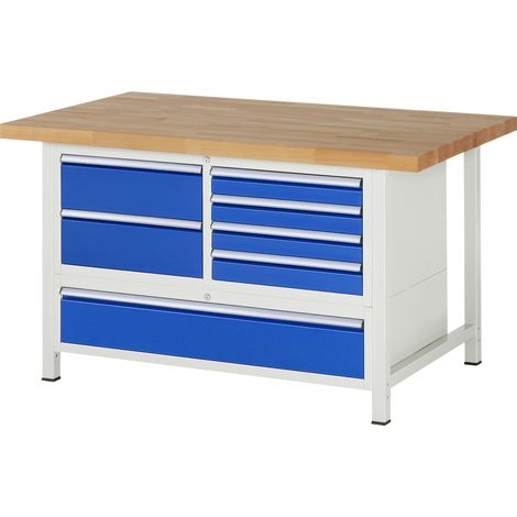 Rau Werkbank höhenverstellbar 8931A2, B1500xT900xH840-1040mm, 7x Schublade-TA (1/5)