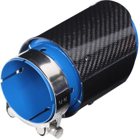 Auspuffendrohr 80-101 mm, einseitig, gerade, glänzend, aus Carbonfaser, blau, Edelstahl (1/5)