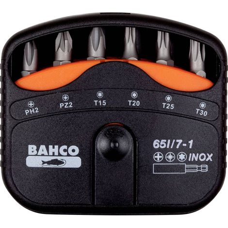 Bahco 65I/7-1 Kit inserti 7 parti Croce Phillips, Croce Pozidriv, Esalobo Esterno (TX) (1/3)