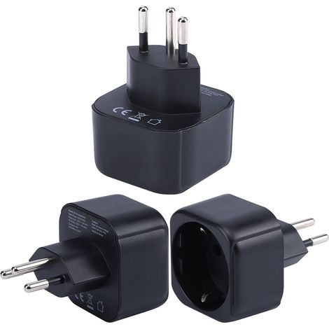 Adaptateur de Prise Europe vers Suisse/Liechtenstein, Prise Schuko UE Adaptée à la Prise Suisse/Liechtensteinoise, Convertisseur de Prise de Voyage UE/Française de Type C/E/F vers Type J (3 pièces) (1/5)
