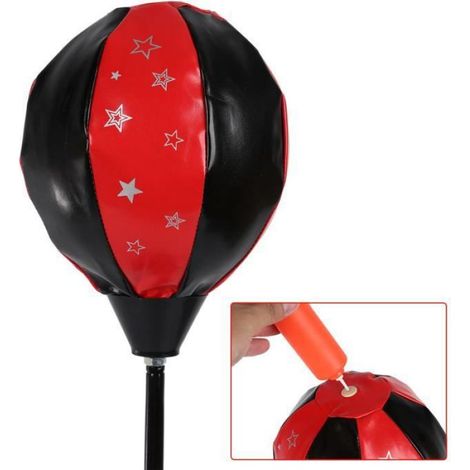 Punching Ball sur Pied pour Enfant Hauteur Réglable 70cm-105cm avec Gants de Boxe, Sac de frappe Noir Rouge (1/4)