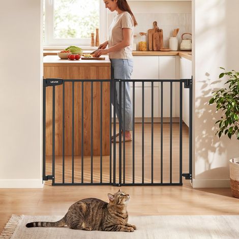 Barrière de sécurité bébé extensible 720-1085 mm, sans barre au sol, fixation par perçage pour escalier et porte, noir (1/5)