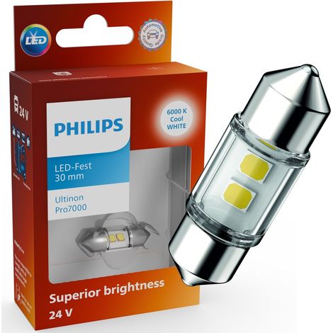Ampoule C3W 30mm LED Ultinon Pro7000 Blanc Froid 24V - Philips 24844CU70X1 - LED Camion (1/5)